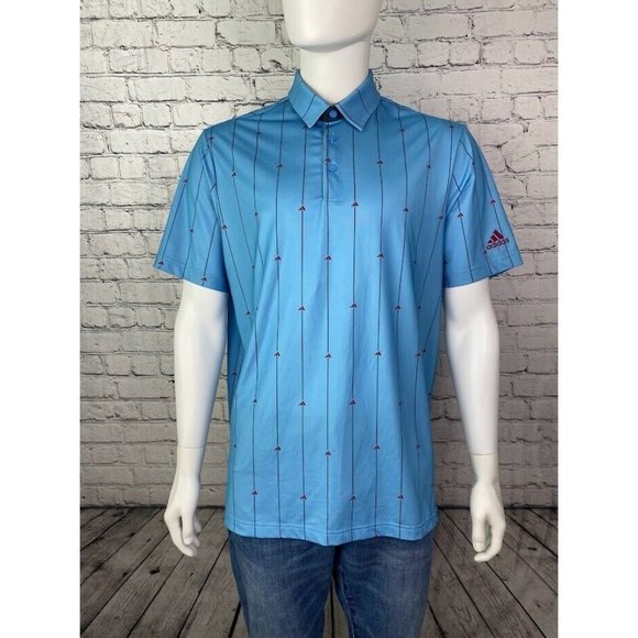 Mens adidas Golf Polo Shirt Short Sleeve Collared sz L Blue - Picture 2 of 11